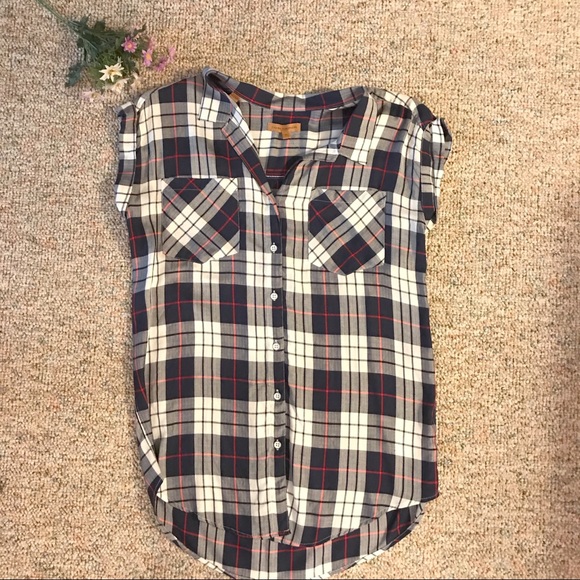 NWT Jachs Girlfriend Women’s Red White Blue Short Sleeve High Low Tunic Sz S - Picture 4 of 8